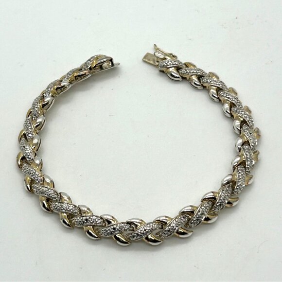 Vintage Ross-Simons Tennis Bracelet 925 Sterling Silver Gold Vermeil 7.5" 20g - Picture 2 of 15